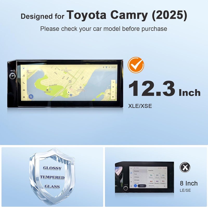 BSTW for 2025 Camry Screen Protector 12.3-In for 2025 2026 Toyota Camry XLE XSE 12.3" Touchscreen for 2025 Toyota Camry 9th Gen Hybrid EV Accessories Tempered Glass Protective Film - Image 2